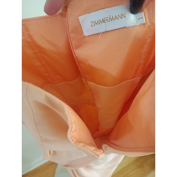 ZIMMERMANN One Shoulder Drape Dress Silk in Peach Coral *Size 2* - Picture 8 of 8